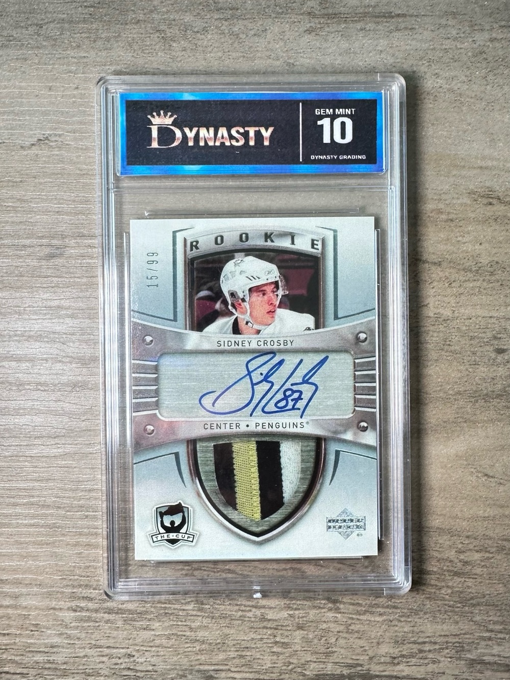 Sidney Crosby Gem Mint 10 Signed Rookie Upper Deck Patch 15/99 Novelty Card.